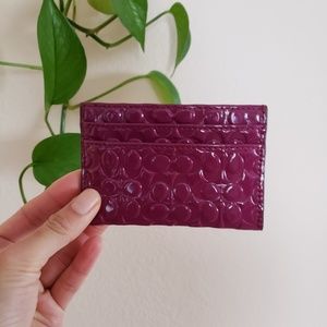 Coach purple patent leather card wallet